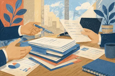 Business Review Documents on Office Desk