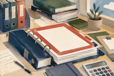 Organized Document Folders on Office Desk