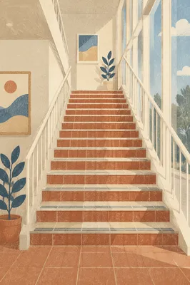 Ascending Staircase in Modern Office Interior