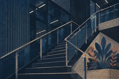 Ascending Modern Office Staircase
