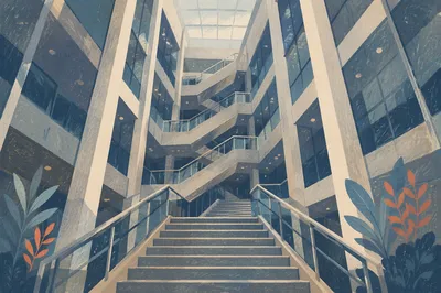 Ascending Modern Office Atrium Staircase