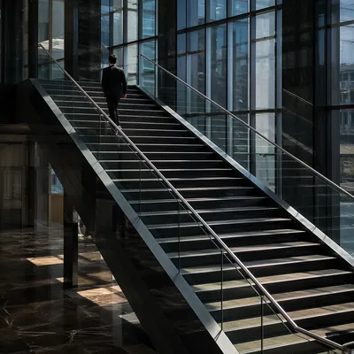 Ascending Modern Office Staircase for Corporate Progress