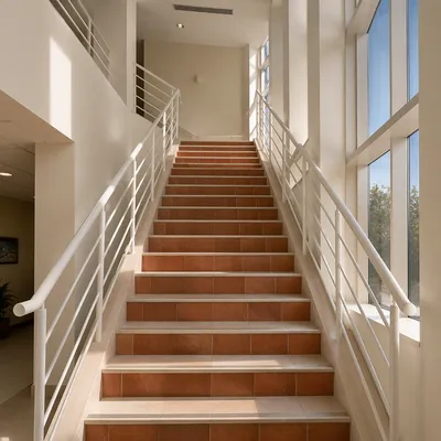 Ascending Modern Office Staircase in Daylight