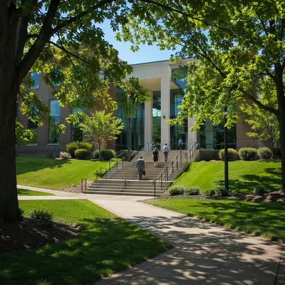 Ascending Staircase to Modern Office Entrance