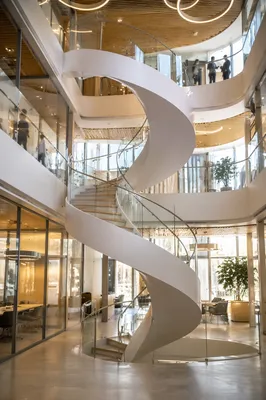 Modern Office Spiral Staircase Ascending Upward