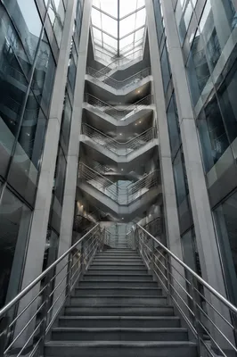 Ascending Modern Office Atrium Staircase