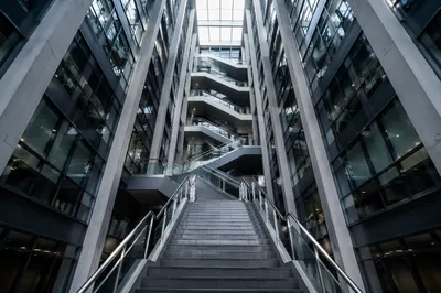 Ascending Modern Office Atrium Staircase