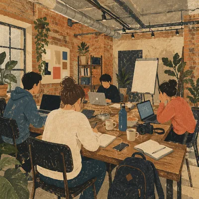 Energetic Startup Garage Collaboration Workspace