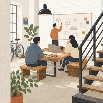 Creative Startup Garage Collaboration in Bright Loft