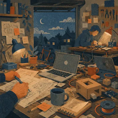 Startup Garage Workspace at Blue Twilight