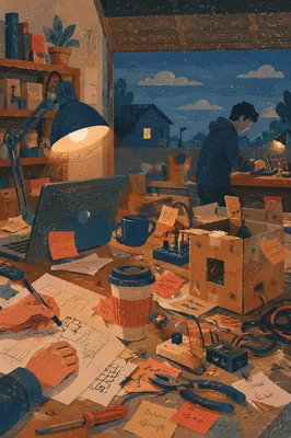 Startup Garage Workspace at Blue Twilight