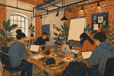 Energetic Startup Garage Collaboration Workspace