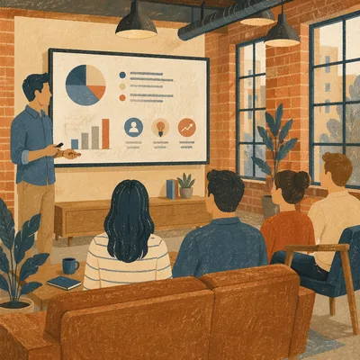 Startup Pitch Presentation in Industrial Loft Office