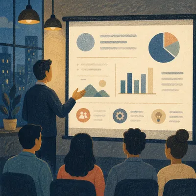 Startup Pitch Deck Presentation in Conference Room