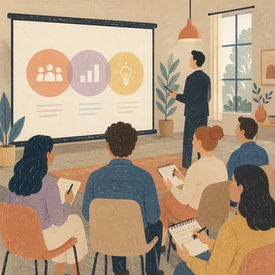 Startup Pitch Deck Presentation in Meeting Room