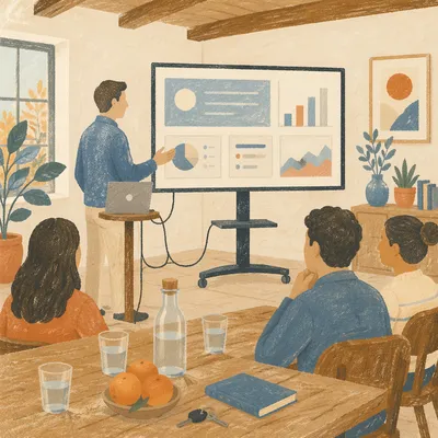 Startup Pitch Deck Presentation in Bright Meeting Room
