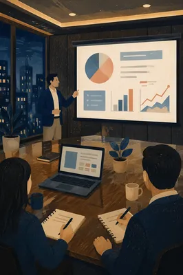 Startup Pitch Deck Presentation in Conference Room