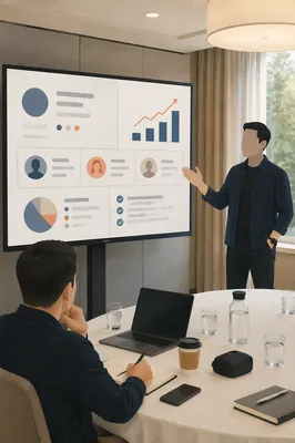 Startup Pitch Deck Presentation in Meeting Room