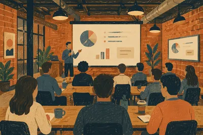 Startup Pitch Presentation in Industrial Coworking Space