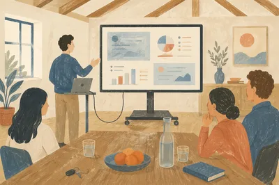 Startup Pitch Deck Presentation in Bright Meeting Room