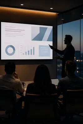 Startup Pitch Deck Presentation in Conference Room