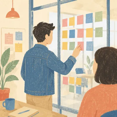 Colorful Sticky Note Planning Wall