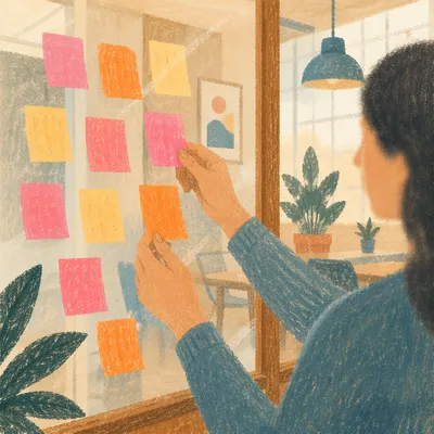 Colorful Sticky Notes on Glass Planning