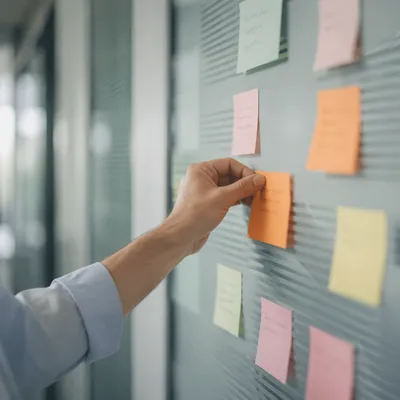 Colorful Sticky Notes on Glass Planning Wall
