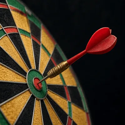 Red Dart Hitting Bullseye Business Target