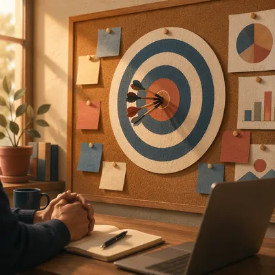 Target Board with Darts for Business Goals