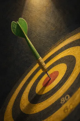 Green Dart Hitting Bullseye Target