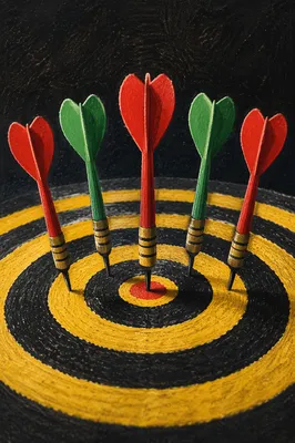 Darts Hitting Bullseye Business Goal Concept