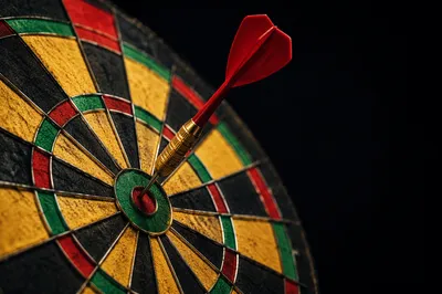 Red Dart Hitting Business Goal Bullseye