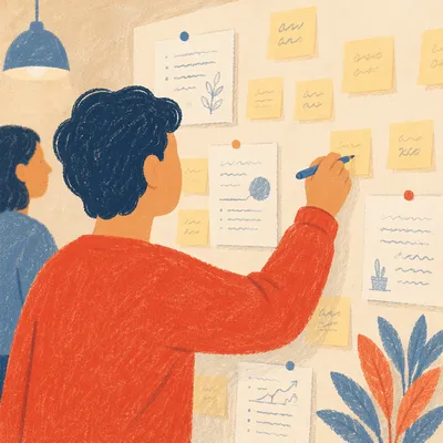 Creative Team Brainstorming With Sticky Notes