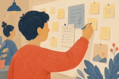 Creative Team Brainstorming With Sticky Notes