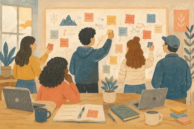 Creative Team Brainstorming at Whiteboard