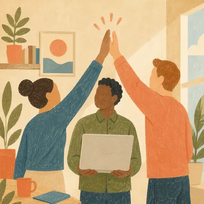 Diverse Office Team Celebrating High Five