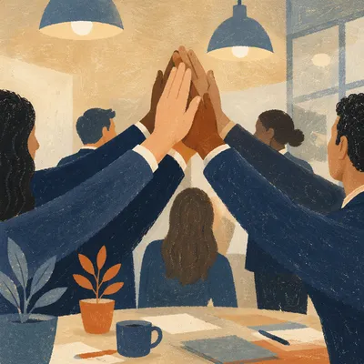 Business Team Celebrating Success With High Five
