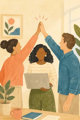 Diverse Office Team Celebrating a Successful Win