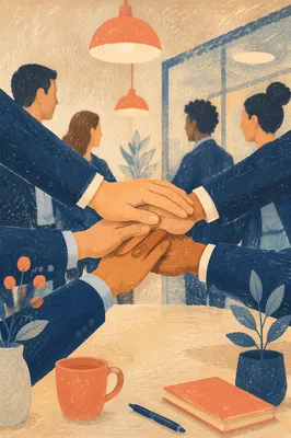 Business Team Hands Celebrating Office Success