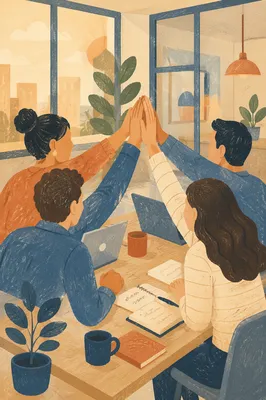 Office Team Celebrating Success With High Five