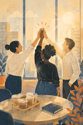Coworkers Celebrating Success with High Five