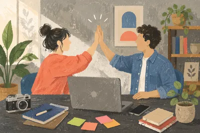 Coworkers High Fiving After Project Success
