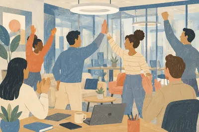 Diverse Office Team Celebrating Success High Five