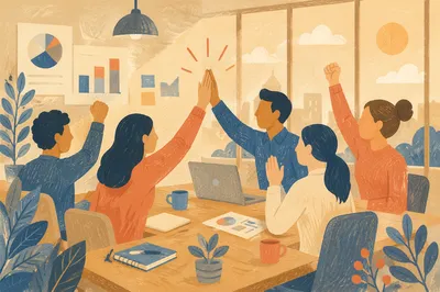 Office Team Celebrating Project Success