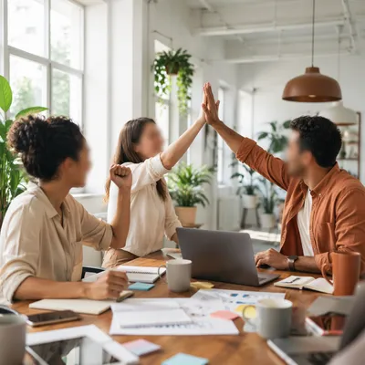Diverse Team Celebrating Project Success