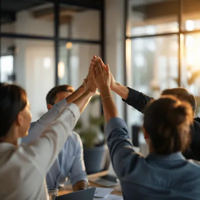 Office Team Celebrating Success With High Five