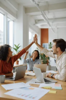 Diverse Team Celebrating Project Success