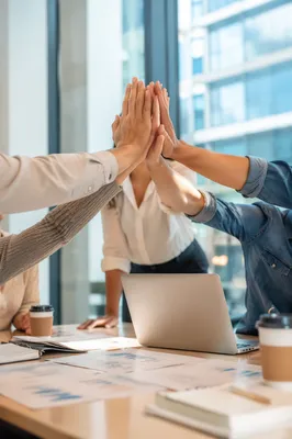 Office Team High Five Celebration