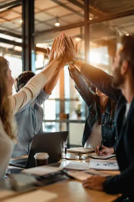 Office Team High Five Celebration